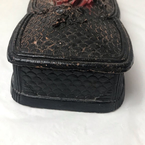 Black Red Rose Three Compartment Lidded Jewelry Box - Picture 9 of 9